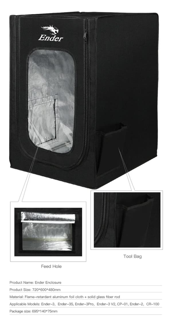3D Printer Kabinet, Brandsikkert Design, Temperaturkontrol,Ender Indhegning