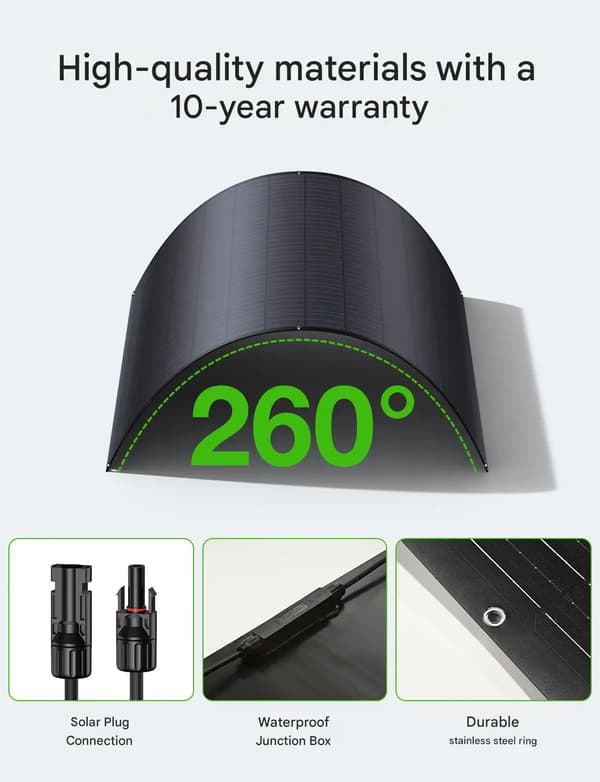 Solpanel, Fleksibelt Design, 17,55% Effektivitet, Off-Grid Brug,240W 4
