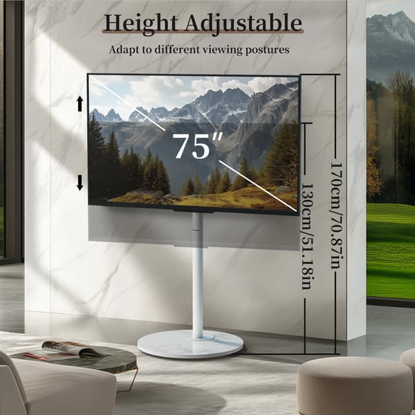 TV-stativ, Højdejusterbart, Robust Mobilt Design,HVID