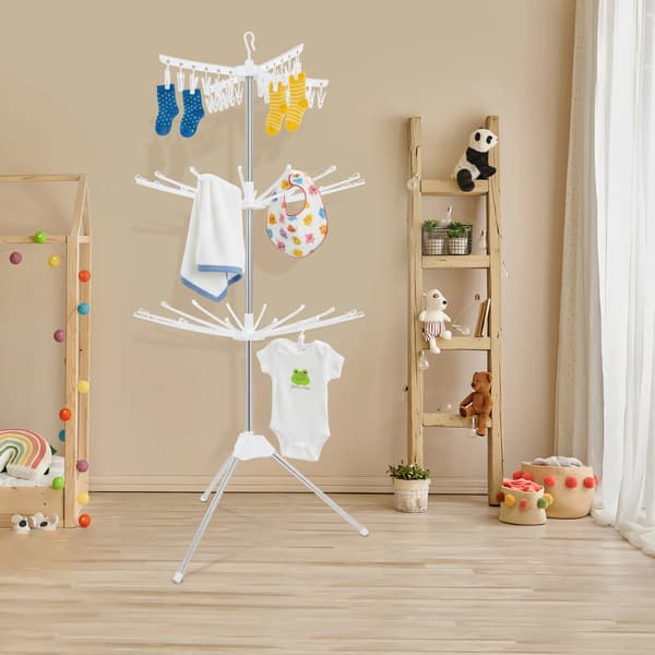 Torkställning, Fällbar, Platsbesparande Design,24, VIT