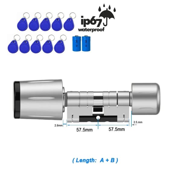 Smart Dörrlås Cylinder, Vattentät IP67, Bluetooth Kontroll,A57.5 B57.5, TTlock-g