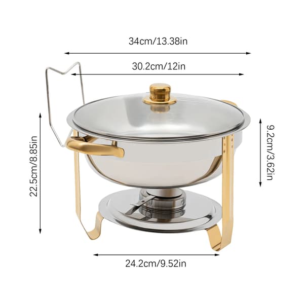 Chafing Dish, Holdbart Rustfrit Stål, 5L Kapacitet,Sølv