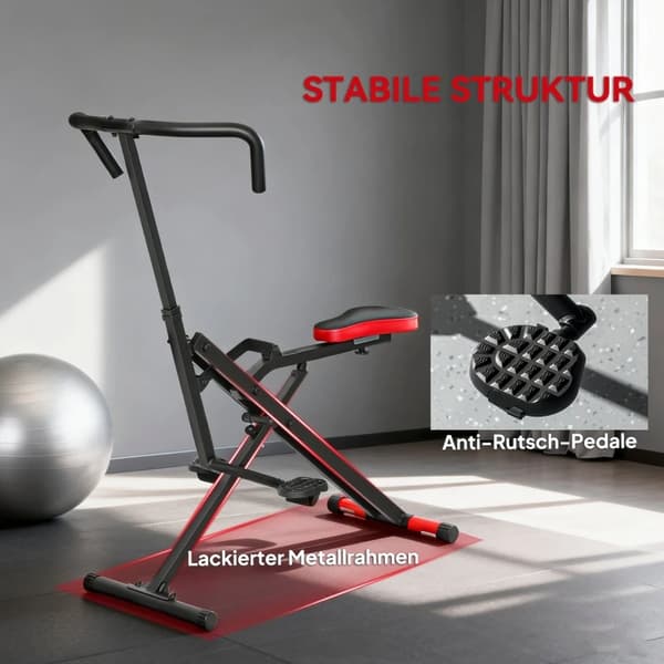 Träningsmaskin, Justerbart Säte, Fällbar Design,svart