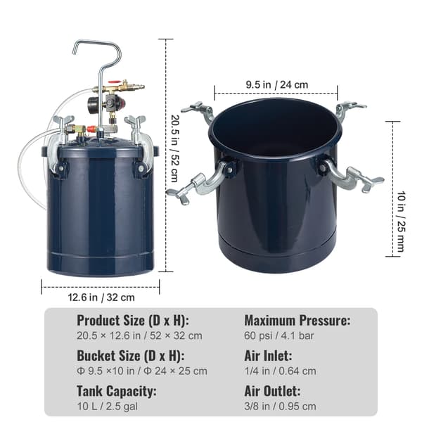 Trykgryde, Robust Design, Tætning System uden Lækage,10L 60psi 4.1bar