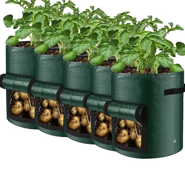 Vækstposer, Holdbart PE-materiale, Egnet til forskellige grøntsager,5PCS   7Gallons