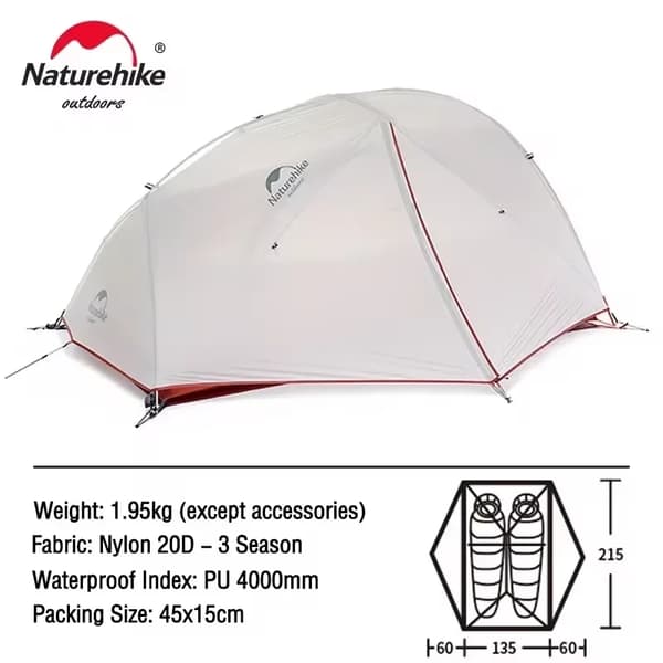 Ultralight Telt, Vandtæt, Nem Opsætning,20D-Grå