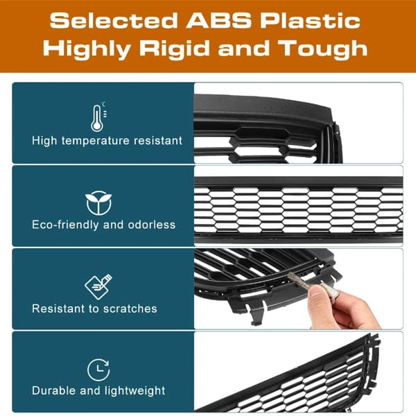 Stötfångargrillset, Uppgraderad stil, Hållbar ABS-konstruktion,3PCS