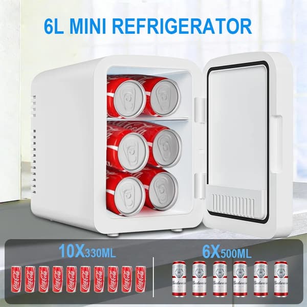 Køleskab, Kompakt Design, Justerbart LED Lys,6L, EU