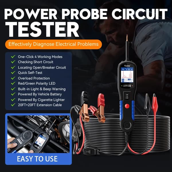 Strømkretsprobe Tester, 4 Testtilstande, 20 ft Forlængerkabel,V200PRO