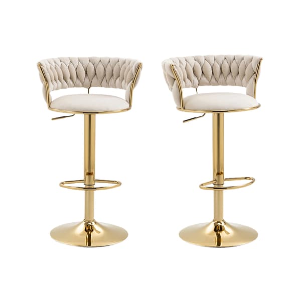 Barstole, Moderne Velour, Højdejusterbare,HVID