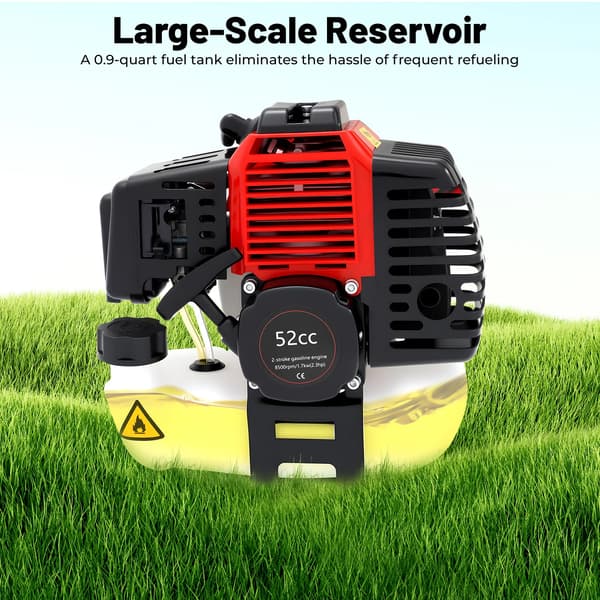 Bensin Häcktrimmer, 52cc Motor, 1.7kw Effekt, 25cm Bladdiameter, 45cm Häckklippningslängd, Lång Stångsågslängd 30cm