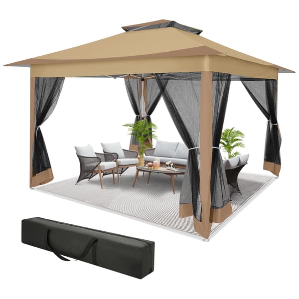 Gazebo, Pop-Up Design, UV Beskyttelse,Brun