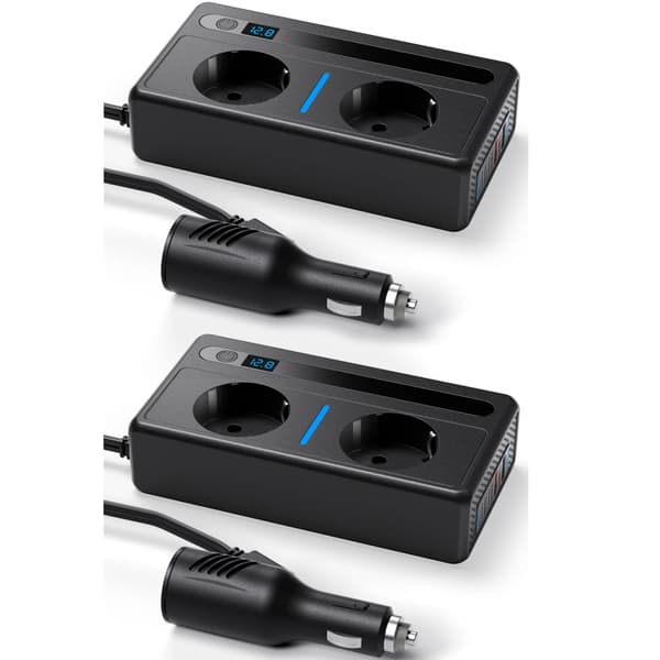 Strømomformer, 7-i-1 Multi-enhedsoplader, Smart spændingsdisplay,2pcs