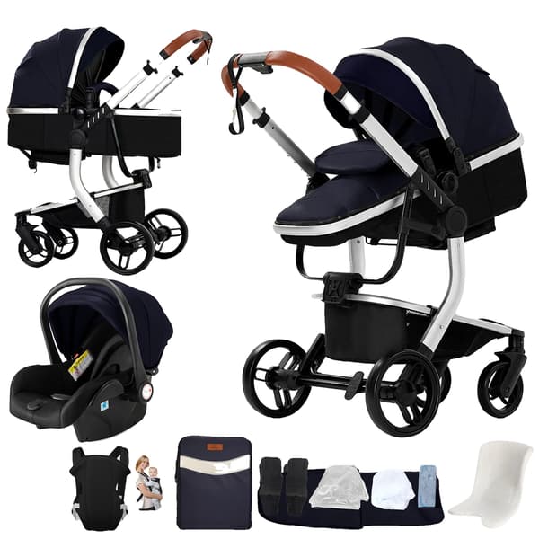 Barnvagn, Fällbar Design, Bilbarnstol Kompatibel,X518-YG-Blå