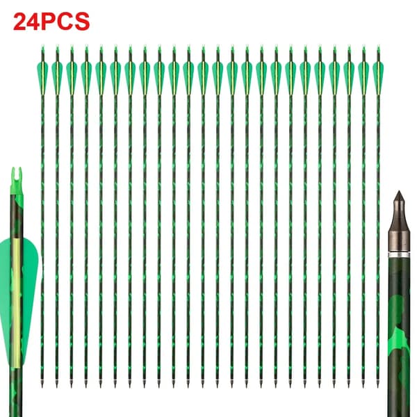 Pile, Carbon Skaft, Præcisionsflyvning,24pcs-grøn