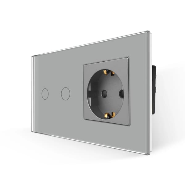 Touch Switch, Kristallglaspanel, Beröringskänslig Drift,grå 2gang
