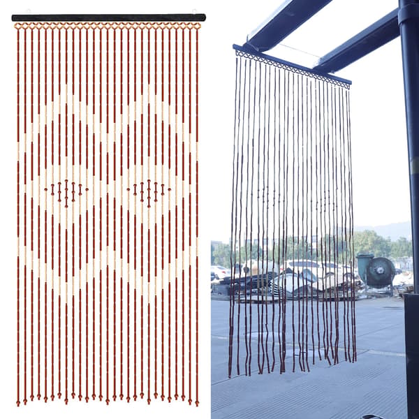 Bambus Perle Gardin, Håndlavet Design, Alsidig Anvendelse,Brun
