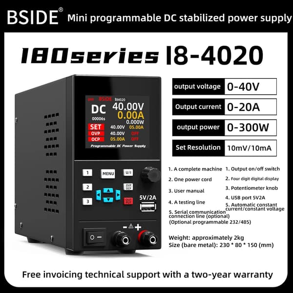 DC Strømforsyning, Programmerbar Kontrol, Præcisionsjustering,I8-40V 10A