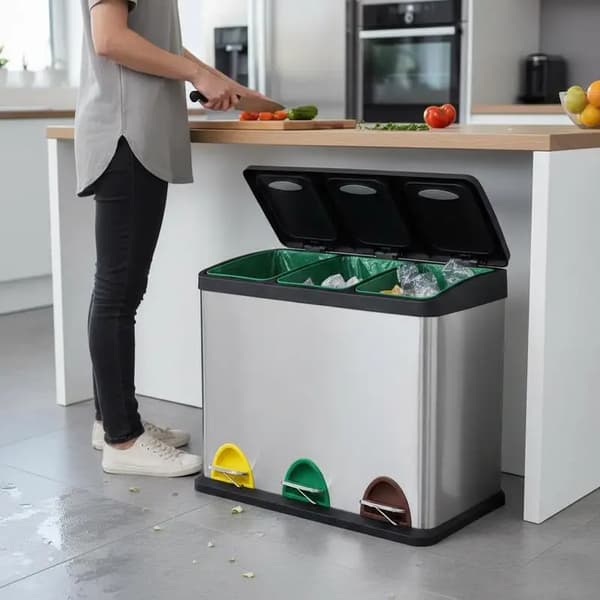 Genbrugsbeholder, Rustfrit Stål, 24-Liter Kapacitet,Argent