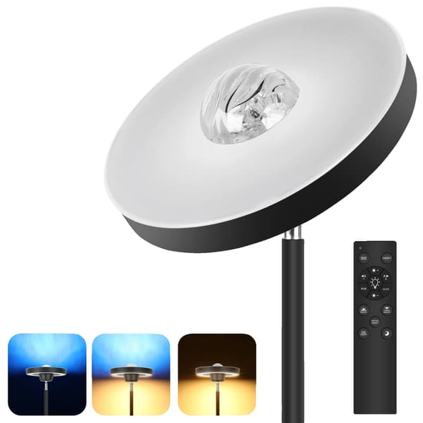 Gulvlampe, RGB Farvemuligheder, Justerbart Design,sort, HVID