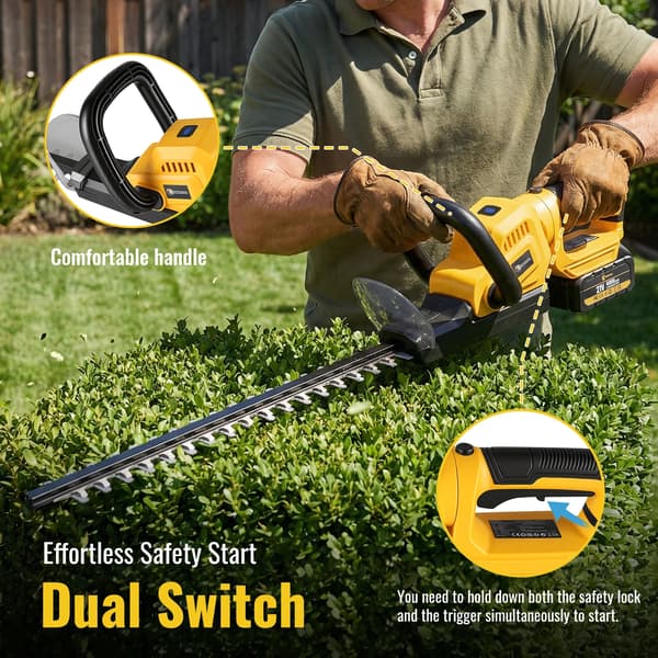 Sladdlös Häcksax, Hög Effekt Motor, Dubbelt Batterisystem,2 Batterier Gula
