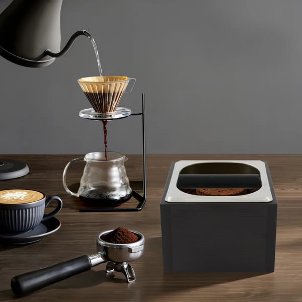 Kaffeknockbox, 1500ml kapacitet, holdbar rustfrit stål konstruktion,sort