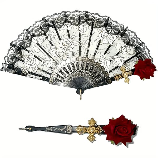 Bärbar Fläkt, Elegant Spetsdesign, Lätt och Portabel,2st