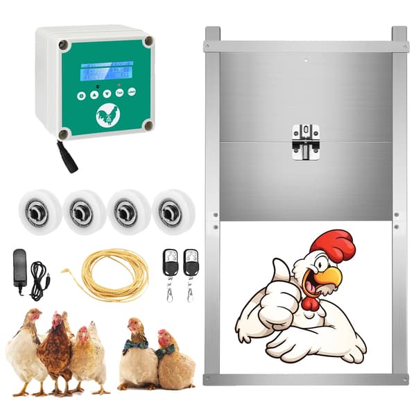 Automatisk hönshusdörr, timer och ljussensor, LCD-skärm,220V Med Dörr