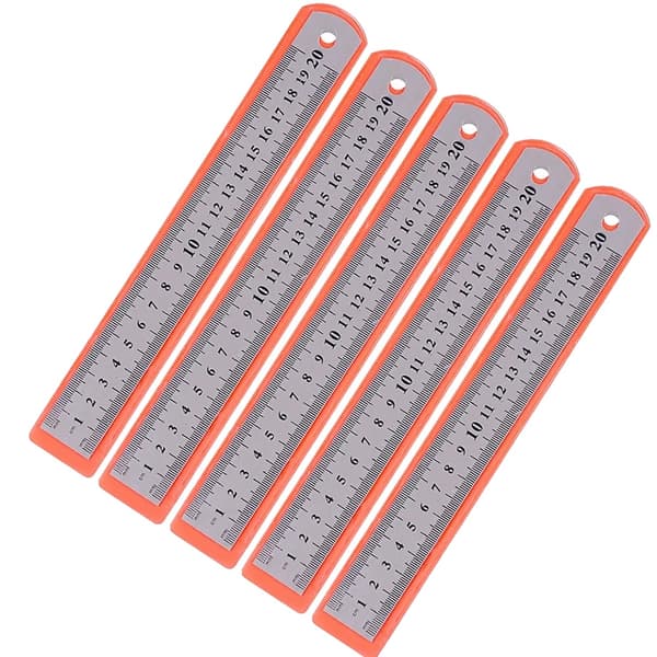 Rät linjal, rostfritt stål, precisionsmätverktyg,5pcs 20cm