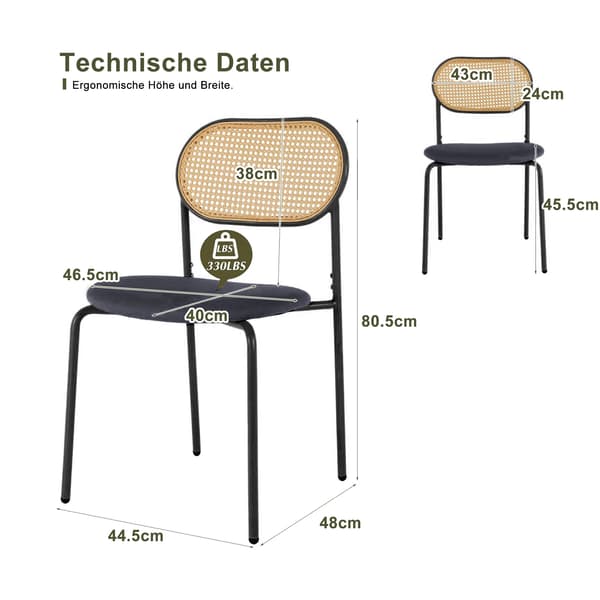 Matstol, Modern Rustik Design, Bekväm Sammetkudde,Svart-028