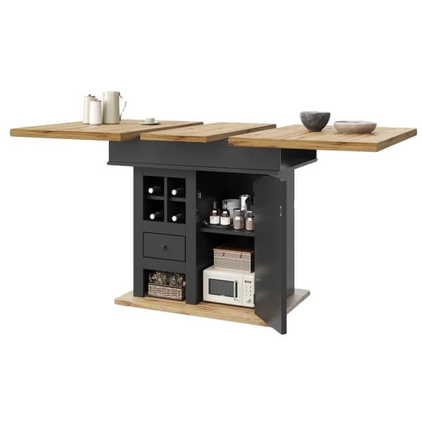 Spisebord, teleskopisk design, pladsbesparende funktioner,sort
