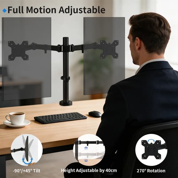 Skärmställ, Justerbar Arm, Multi-Axis Positionering,svart