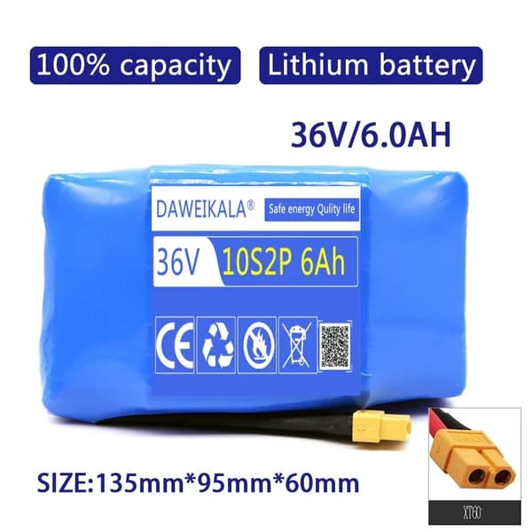 Batteripack, 20000mAh kapacitet, 36V spänning, 6Ah