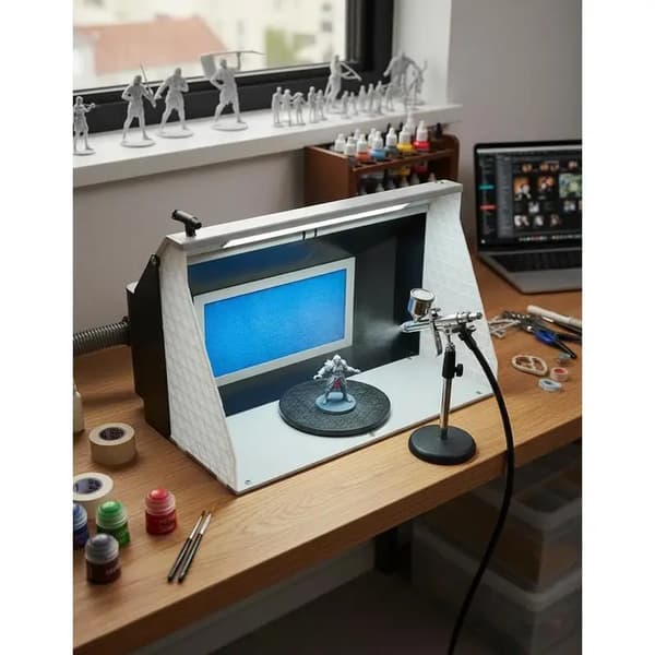 Airbrush Målarrum, Dubbelt Fläktsystem, Integrerade LED-lampor, Beige