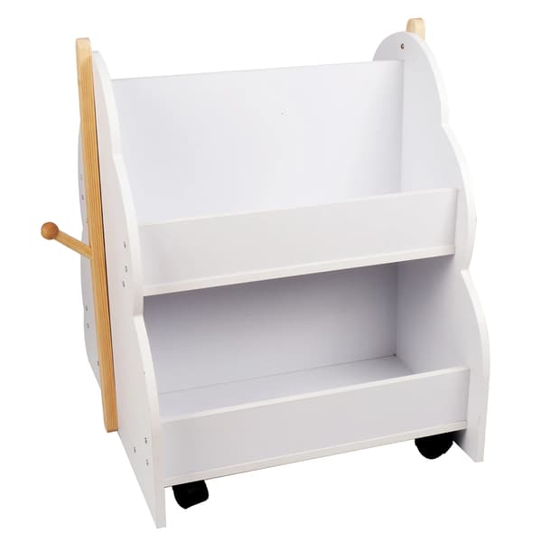 Barnbibliotek, Träformad Design, Mobil med Hjul,VIT