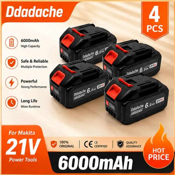 Litiumjonbatteri, 21V, 6000mAh kapacitet,4PCS