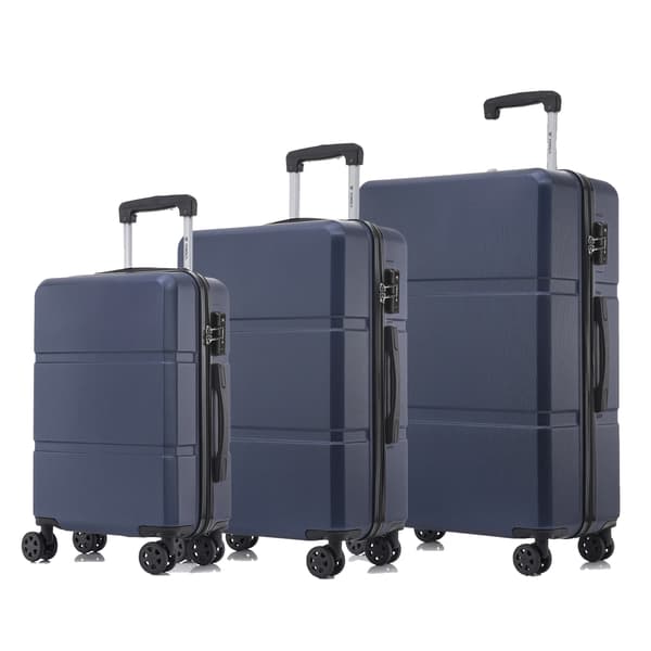 Kuffertsæt, Holdbart ABS-materiale, TSA-lås,Dyb blå (20+24+28 tommer)