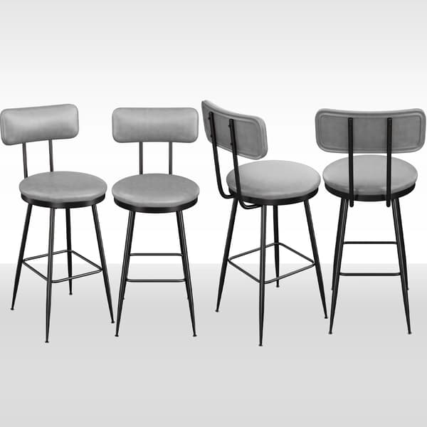 Barstol, PU-läder, Modern minimalistisk design,Grå-4st