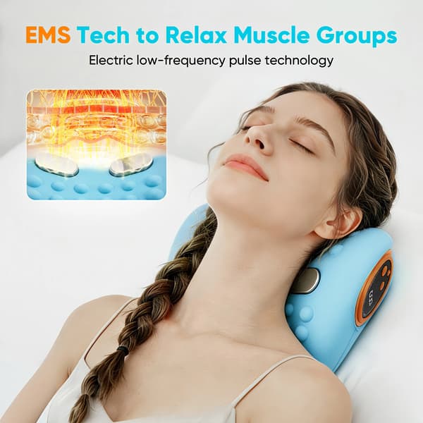 Nackmassagerare, EMS, Värme & Vibration,Blå
