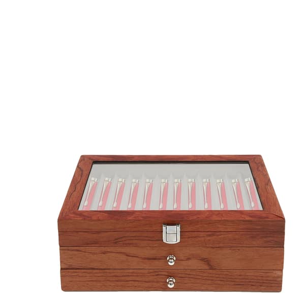 Fountain Pen Holder, 34 Slots, Elegant Display,Brun