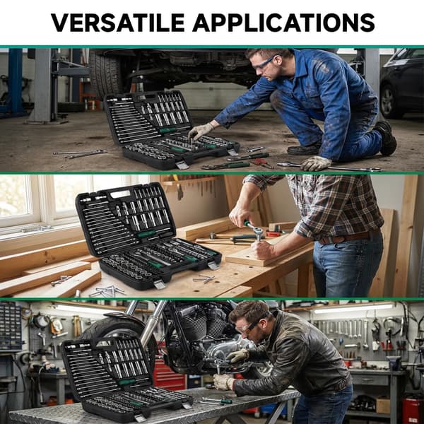 Skruenøgle Sæt, 216-Delt Komplet Sæt, Holdbart CR-V Stål,216Pcs