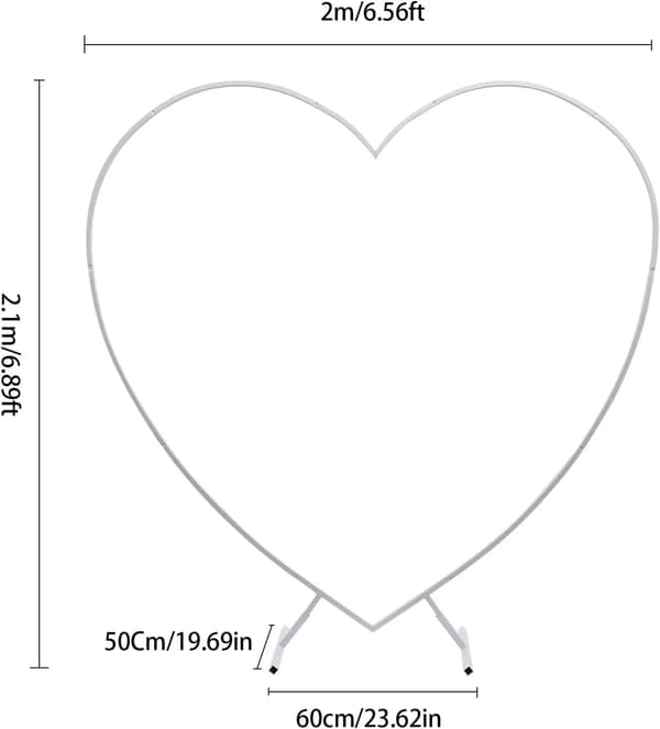 Bryllupsbue, Hjerteformet Stativ, Robust Metal Design,M, HVID