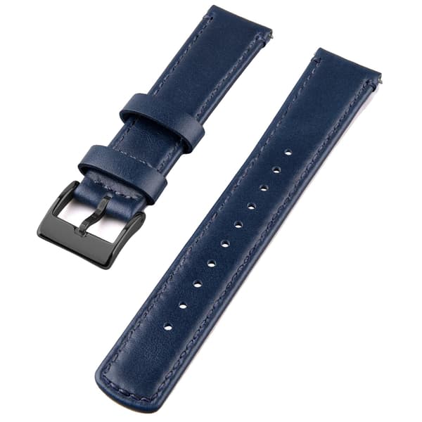 Klockarmband, Top Grain Läder, Snabbkopplingsfunktion,Marinblå 2, 22mm