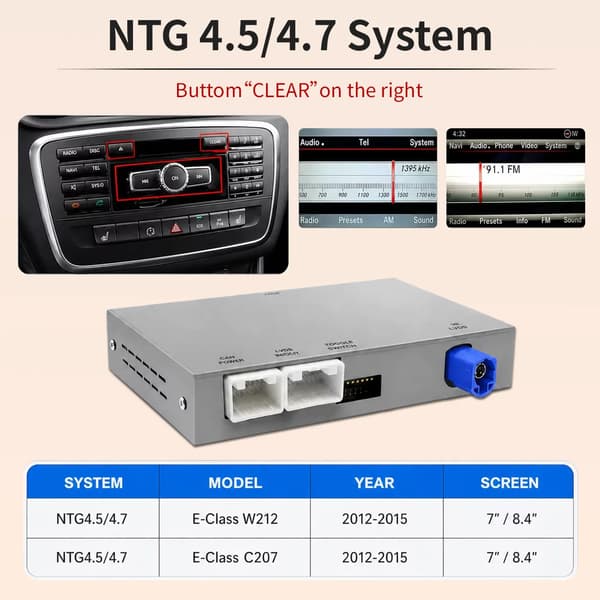 Trådløs CarPlay Android Auto Decoder Box, GPS-funktionalitet, Bluetooth-forbindelse,NTG4.5 4.7