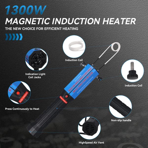 Magnetisk induktionsvarmer, 1300W effekt, flere spole størrelser,1300W