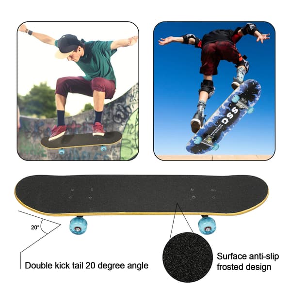Skateboard, 7 lager lönnträ, ABEC-7 kullager,Blå