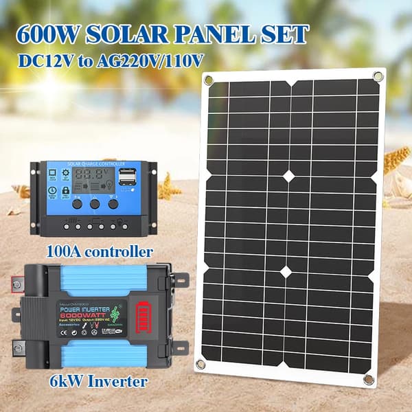 Solenergisystem, 6000W inverter, 30A laderegulator,220V sæt