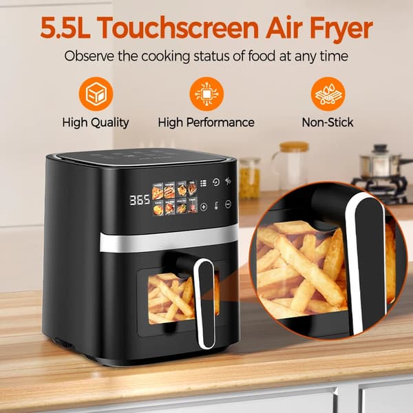 Luftfryer, 8-i-1 funktionalitet, berøringskontrol interface,EU, Sort