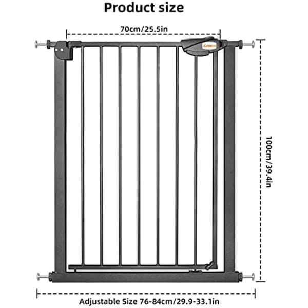 Säkerhetsgrind, Automatisk Stängning, Dubbel Låsning System,76*84cm