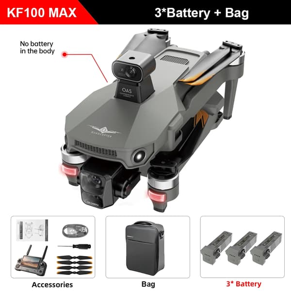 Drönare, 4K UHD-kamera, 3-axlig gimbal, KF100 MAX 3B CB